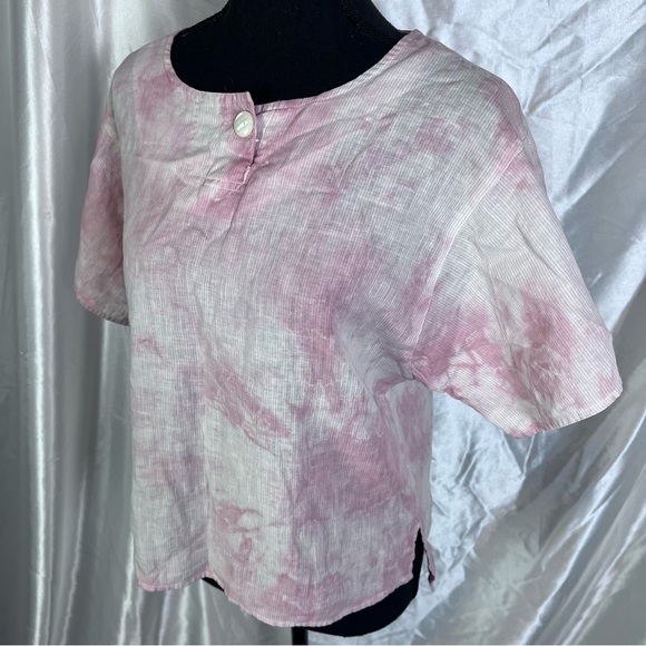 Vintage Condor Lightweight Linen Blend Pink Short Sleeve Blouse Size 9/10 (S/M) - Picture 11 of 11